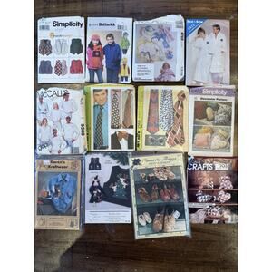 12 Sewing Patterns 1990-2000s Simplicity McCalls Tie Robe mens Kids‎ UNCUT